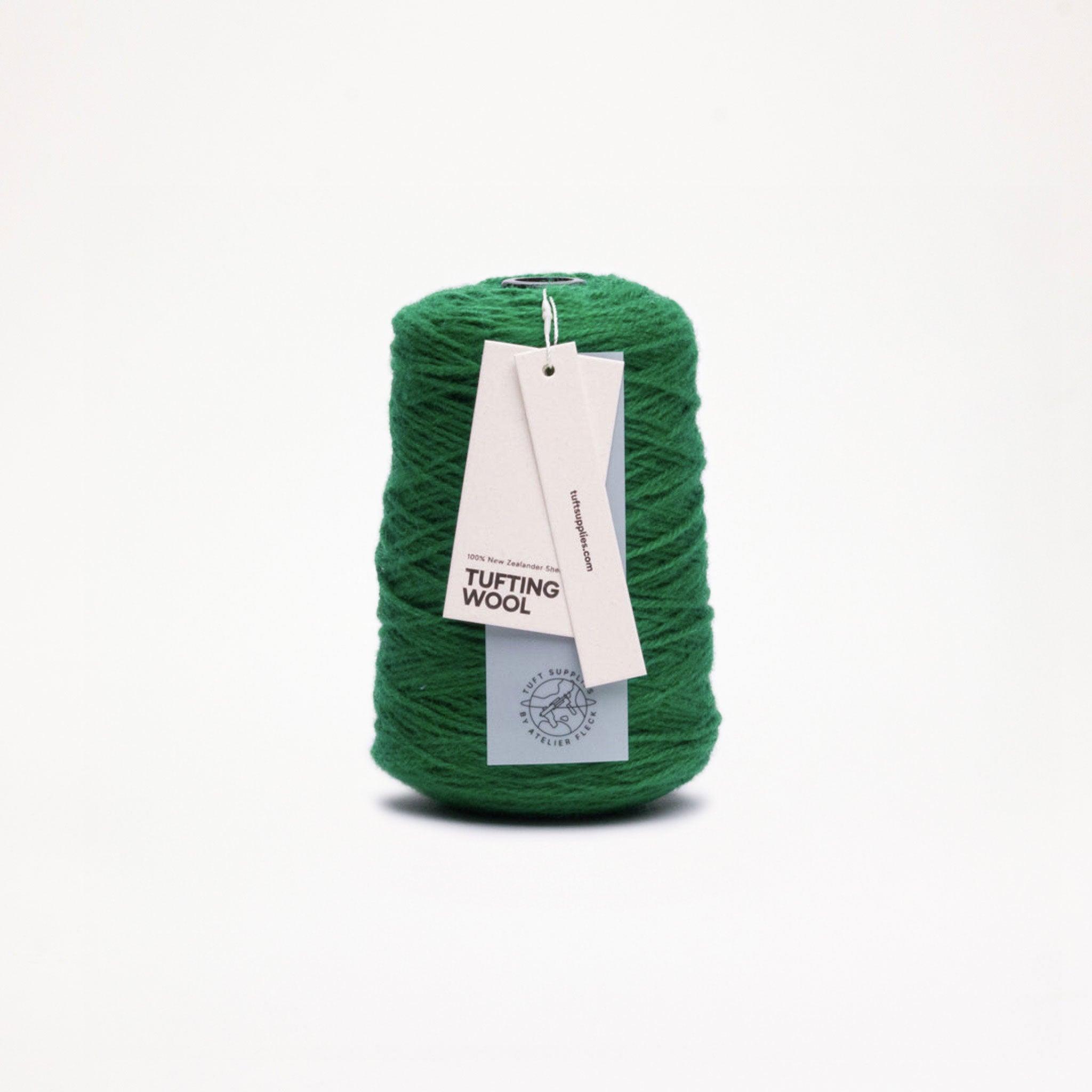 tropical green 100% New Zealand Wool Tufting Yarn 500g cone – durable 3-ply rug making yarn
