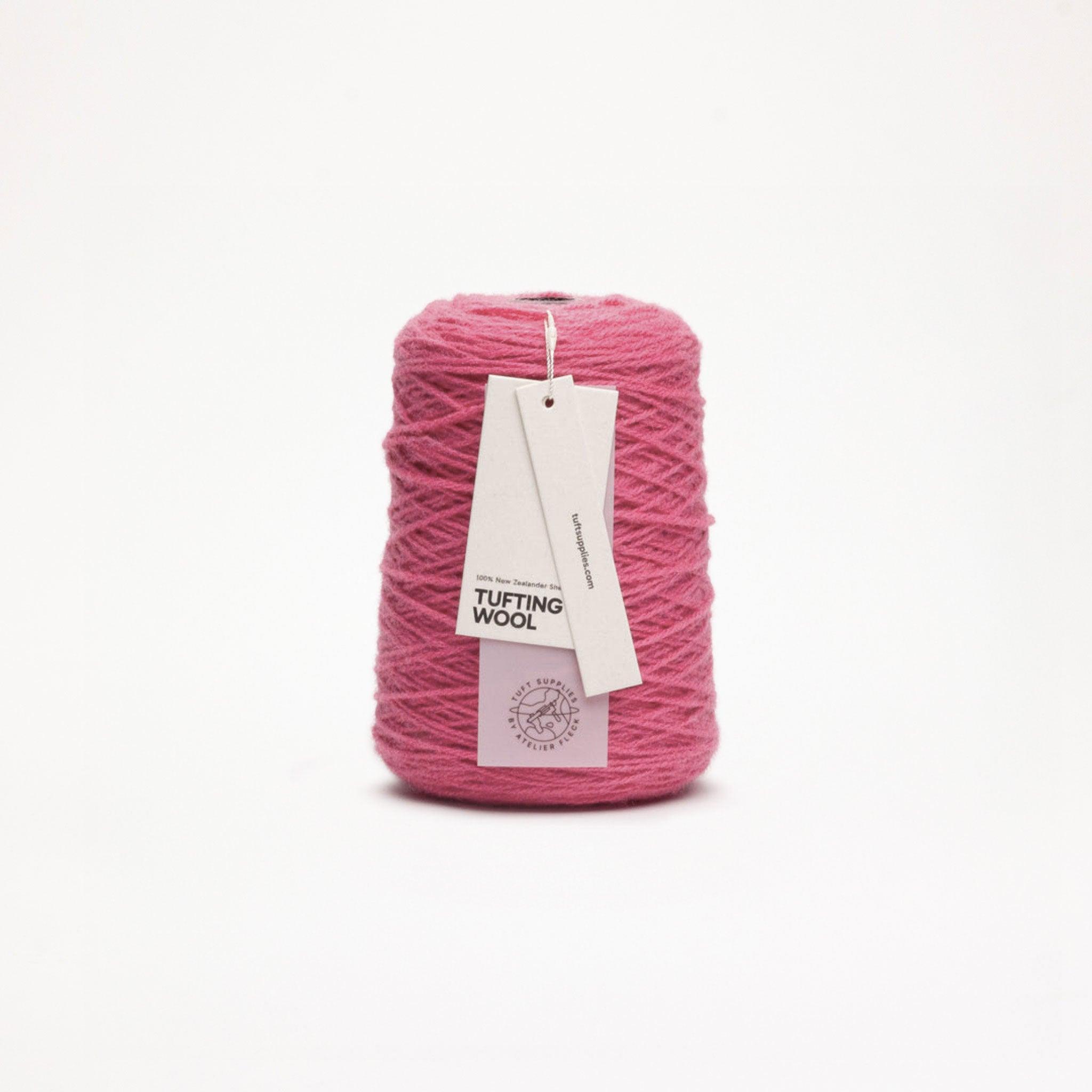Magenta 100% New Zealand Wool Tufting Yarn 500g cone – durable 3-ply rug making yarn