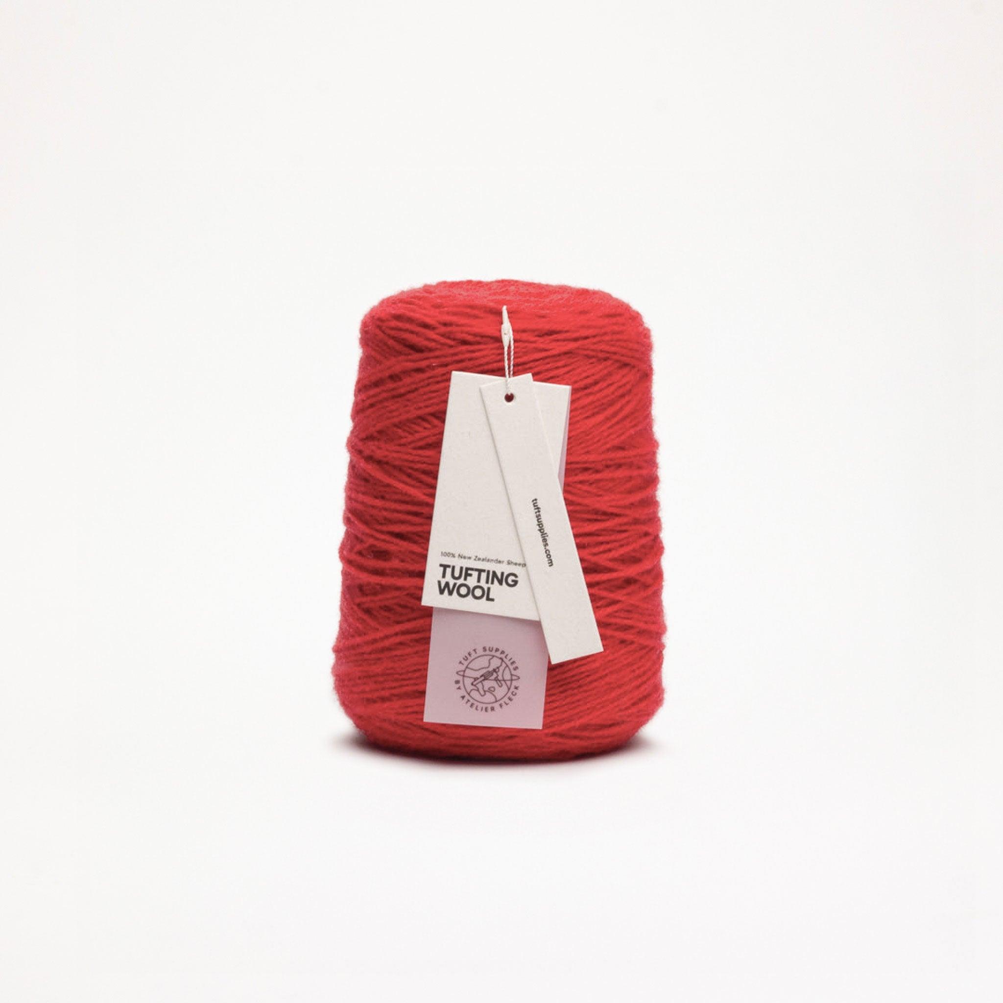 Cherry Red 100% New Zealand Wool Tufting Yarn 500g cone – durable 3-ply rug making yarn