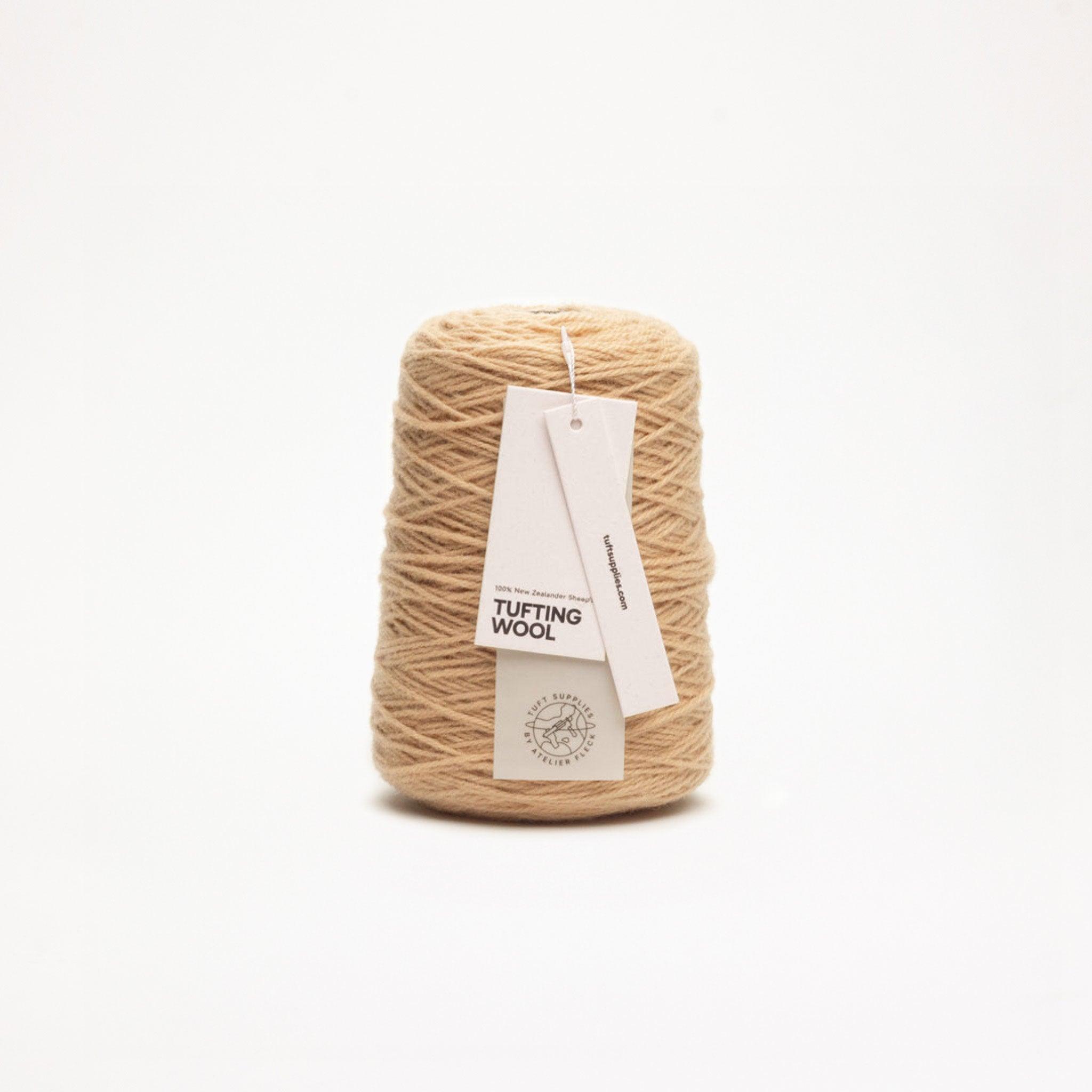 warm beige 100% New Zealand Wool Tufting Yarn 500g cone – durable 3-ply rug making yarn