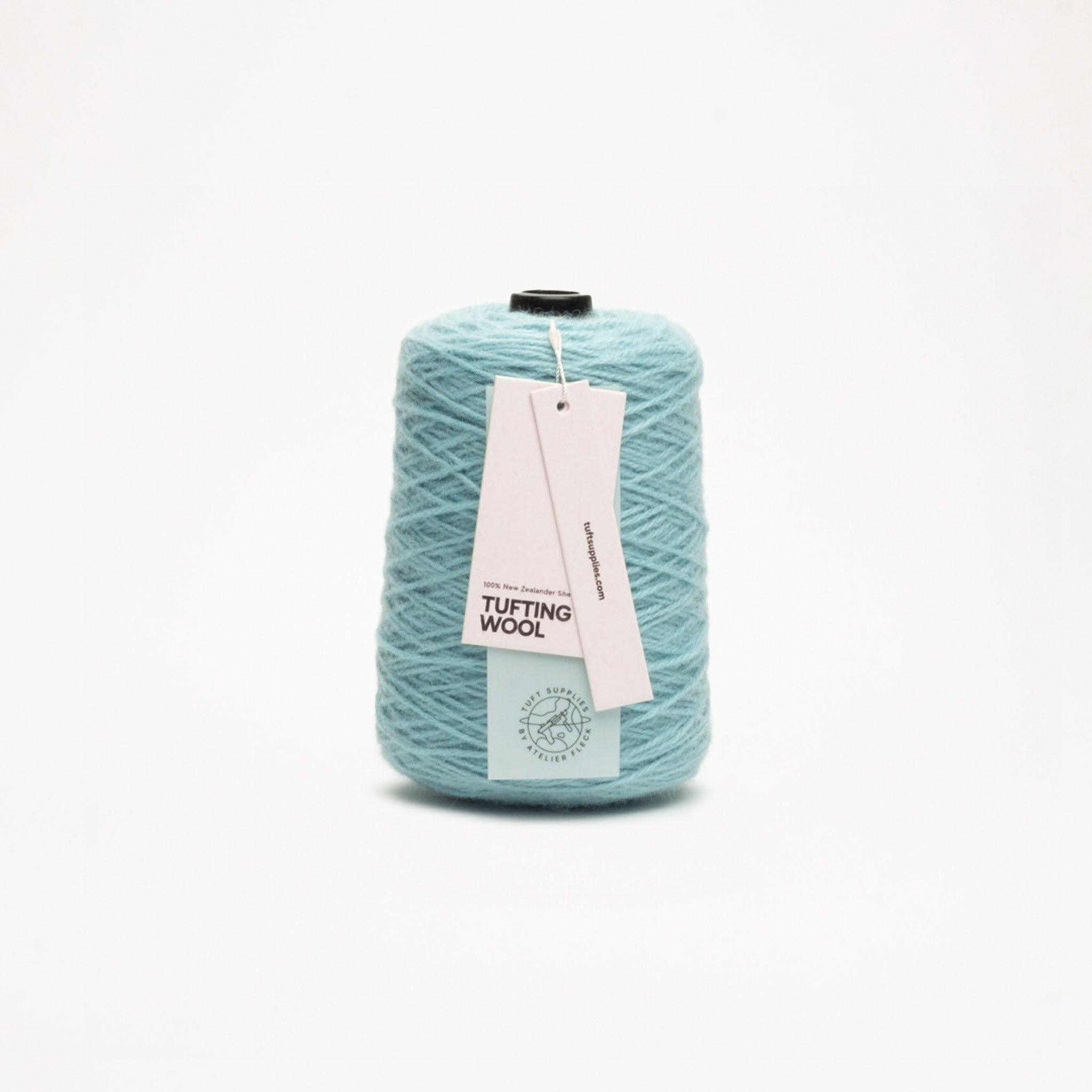 dusty blue 100% New Zealand Wool Tufting Yarn 500g cone – durable 3-ply rug making yarn