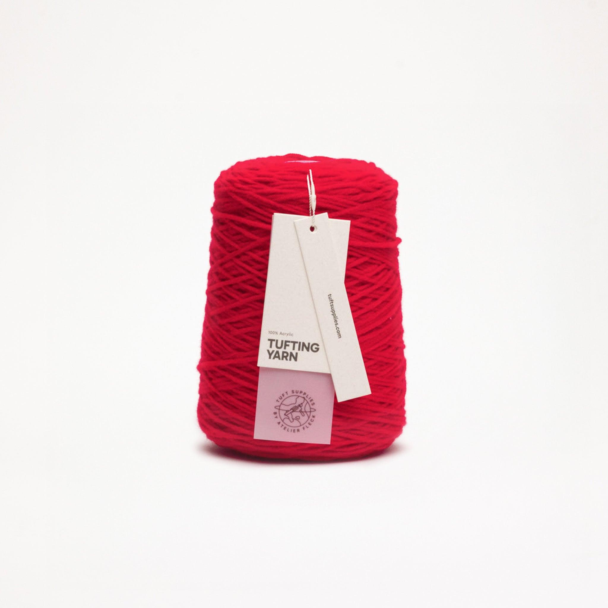 bright Red yarn in a bright tone shade (Hex: #e5153b), suitable for tufting and punch needle projects.