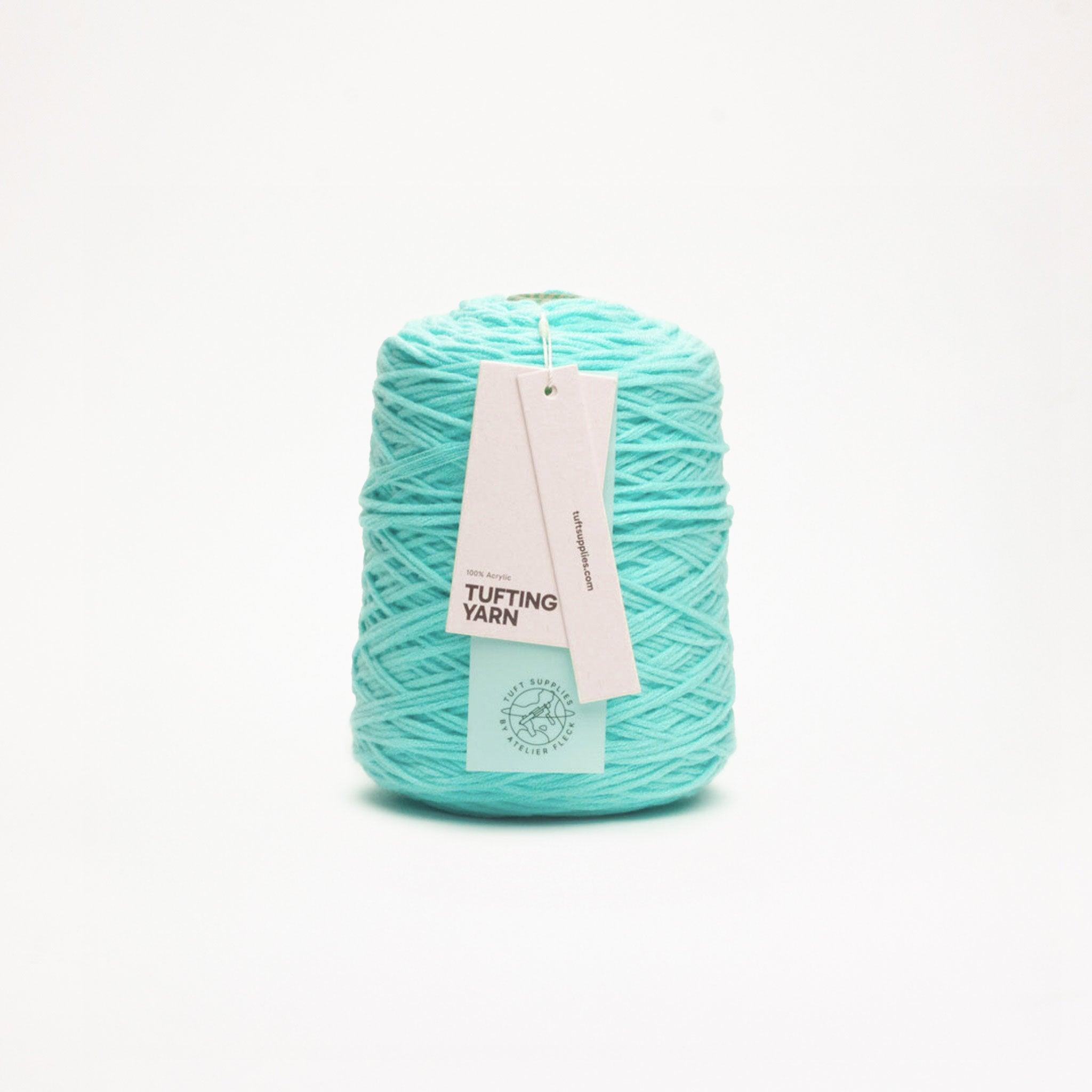 Icy Mint yarn in a cold tone shade (Hex: #90e0db), suitable for tufting and punch needle projects.