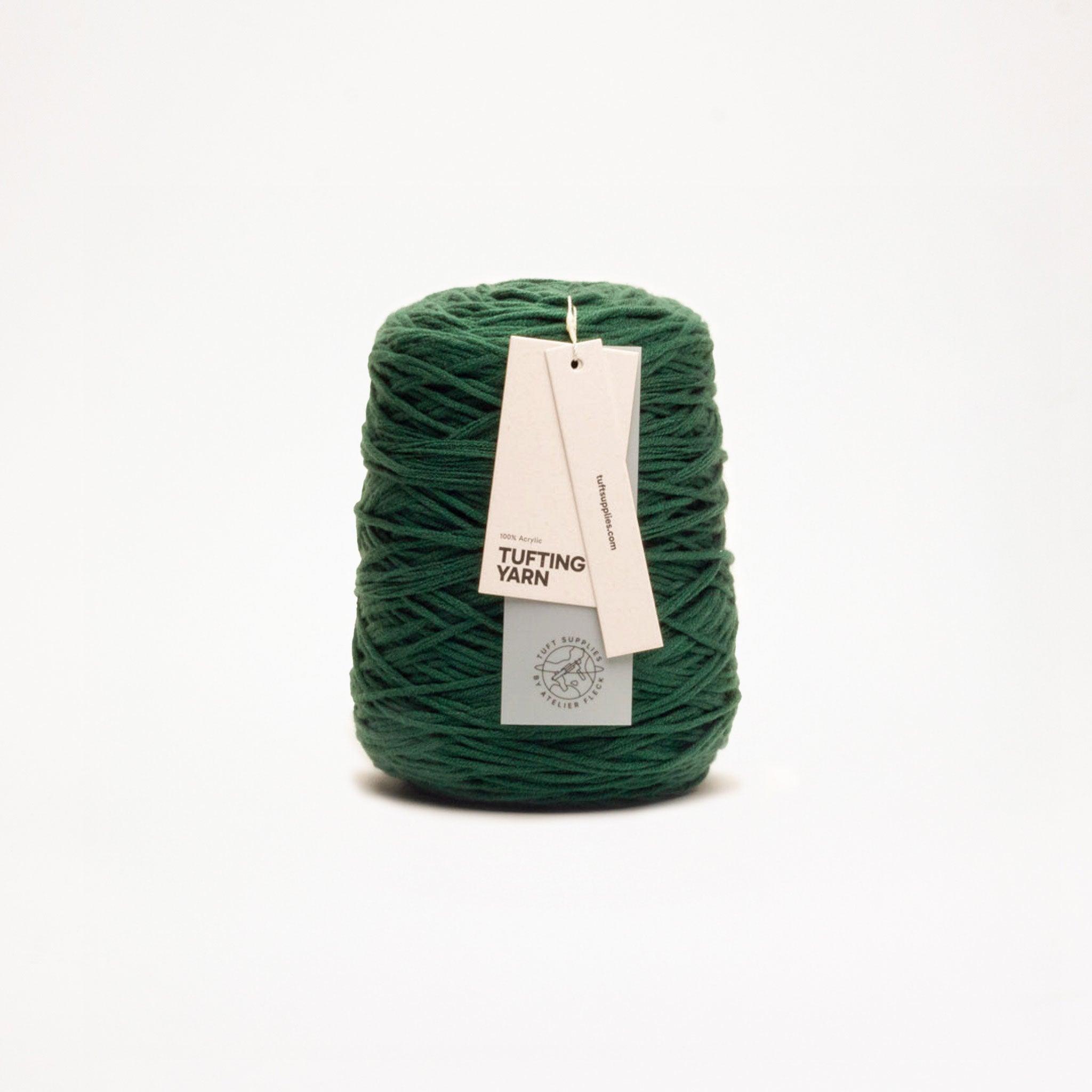 Pinewood yarn in a warm tone shade (Hex: #2b543b), suitable for tufting and punch needle projects. Acrylic Tufting Yarn – 400g - Tuft Supplies GmbH